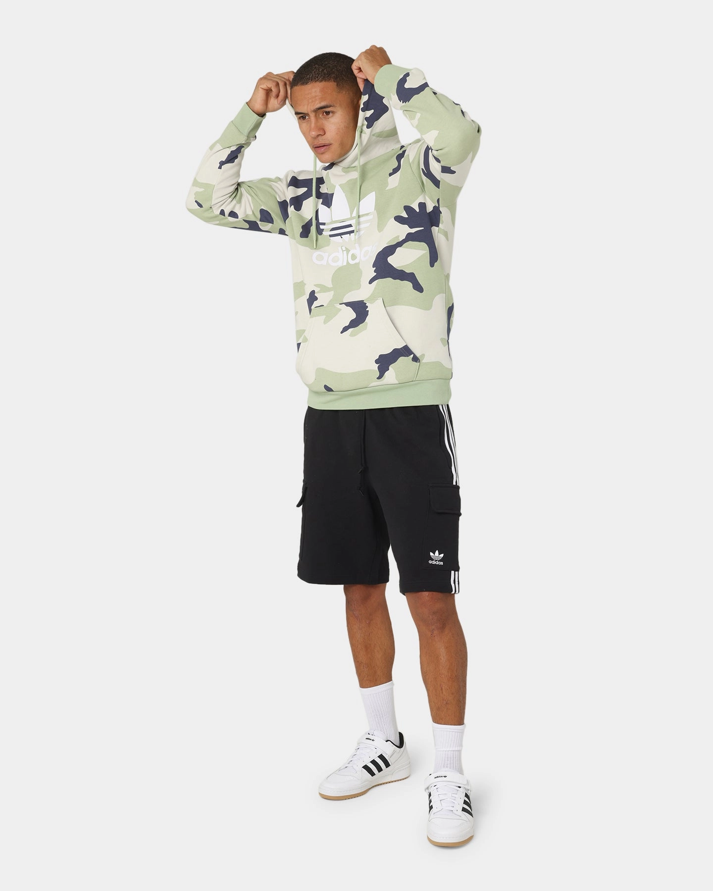 Adidas 3 Stripe Cargo Shorts Black