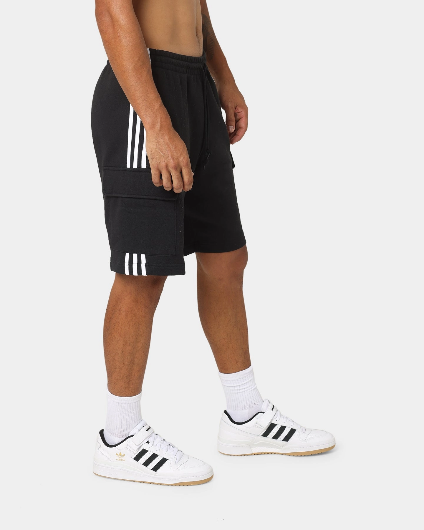 Adidas 3 Stripe Cargo Shorts Black