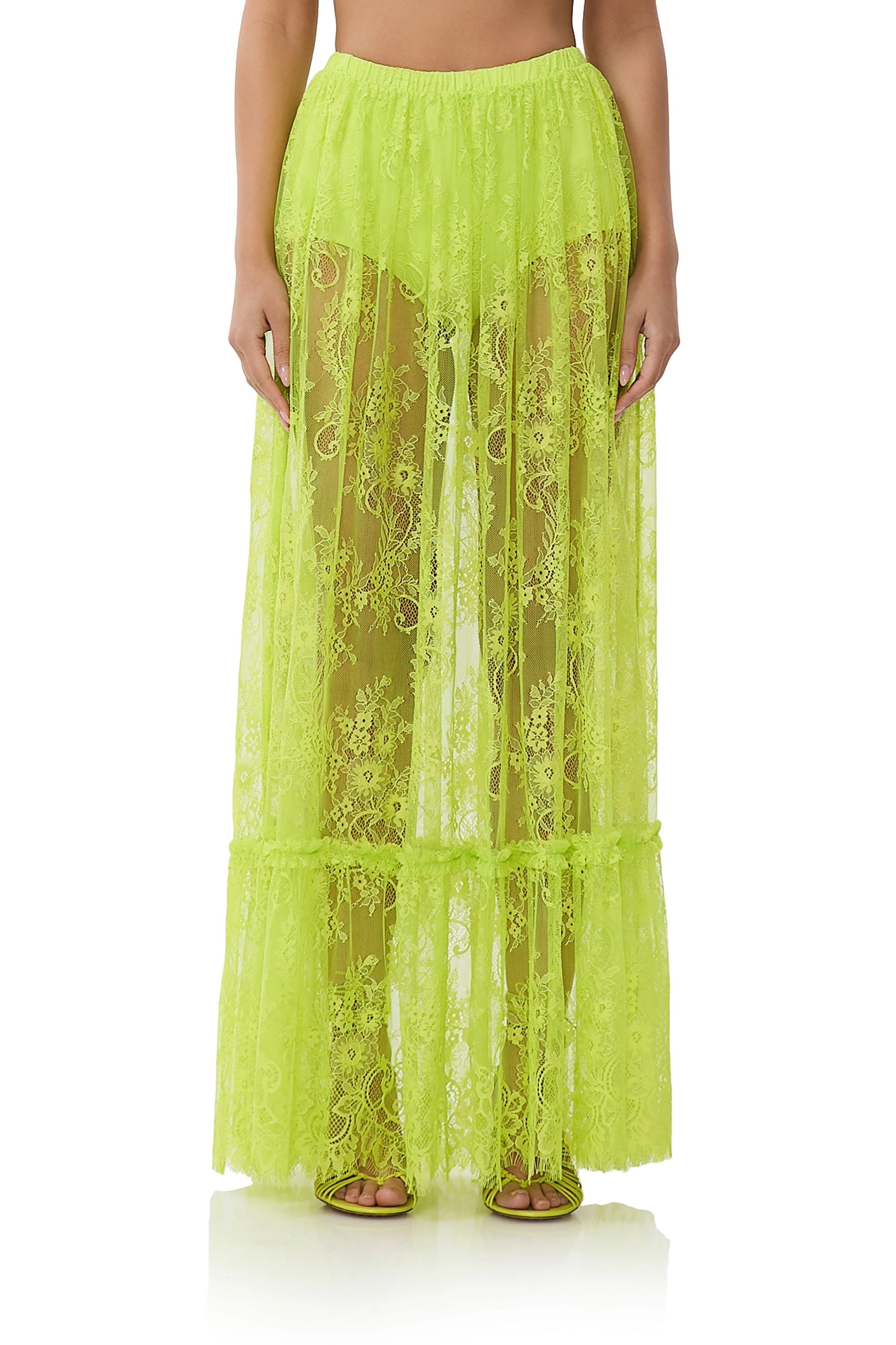 Allegra Lace Skirt - Lime Punch