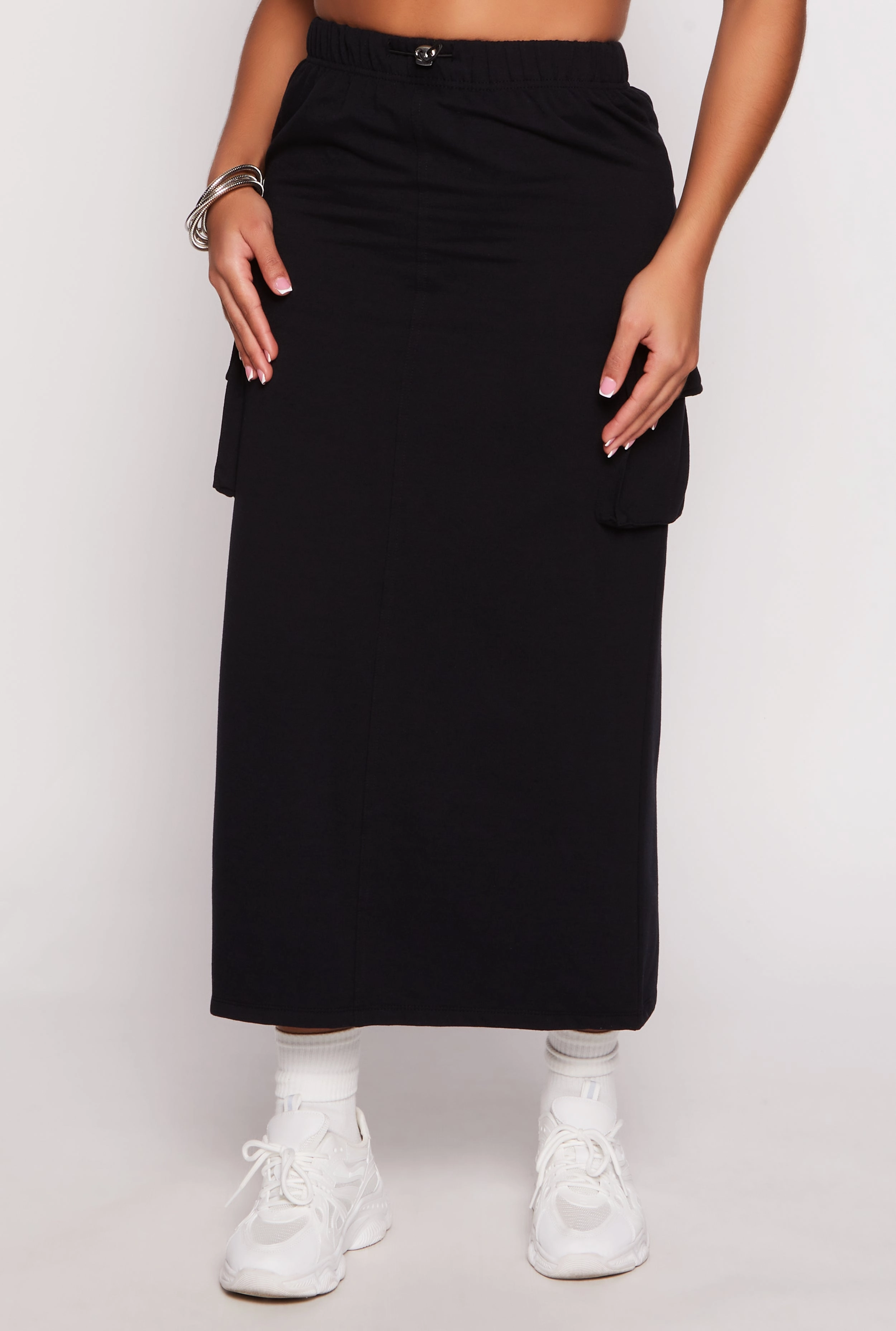 Almost Famous Fleece Maxi Cargo Skirt