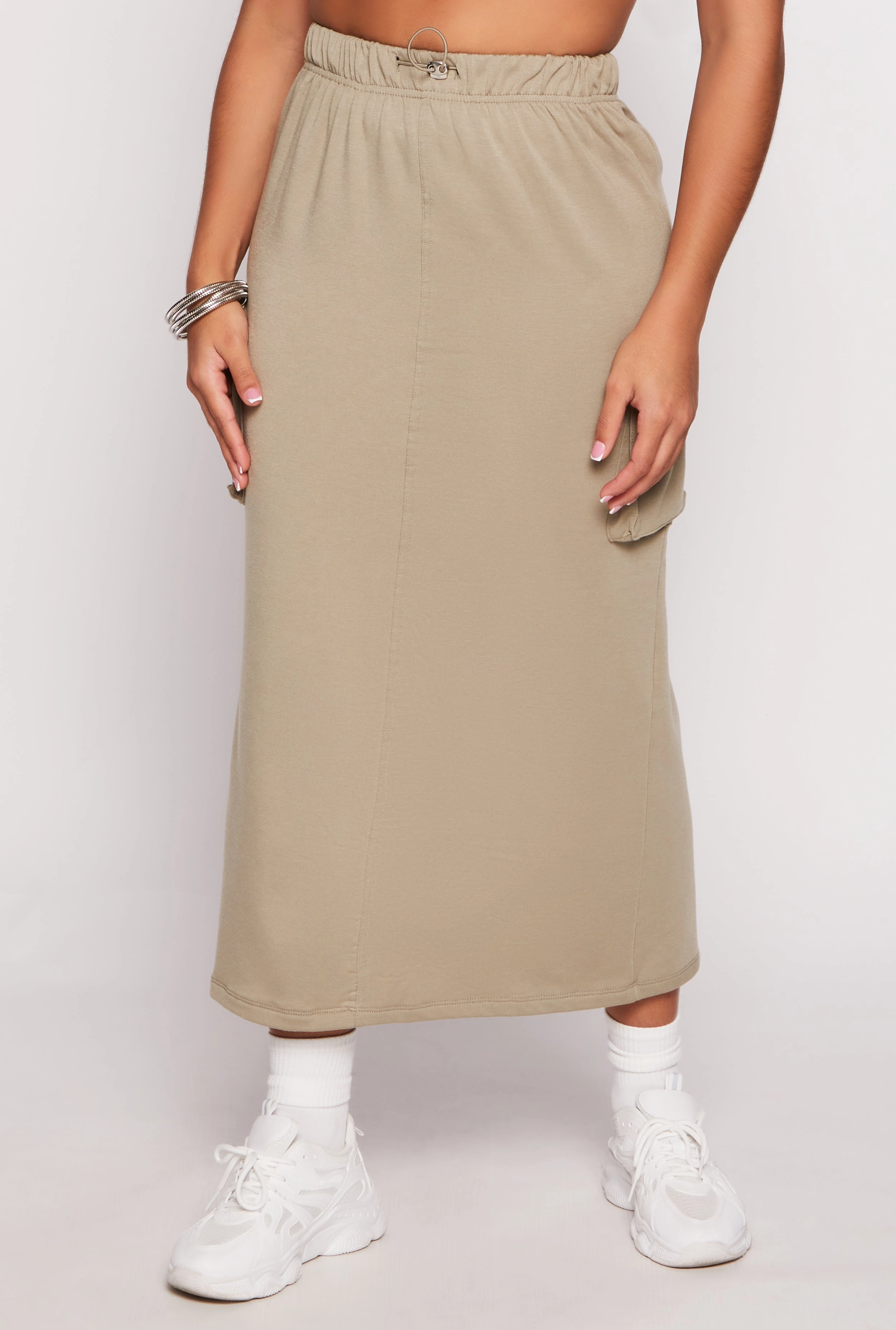 Almost Famous Fleece Maxi Cargo Skirt