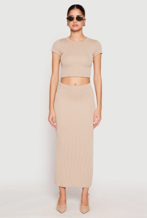 Almost Famous Ribbed Knit Maxi Skirt
