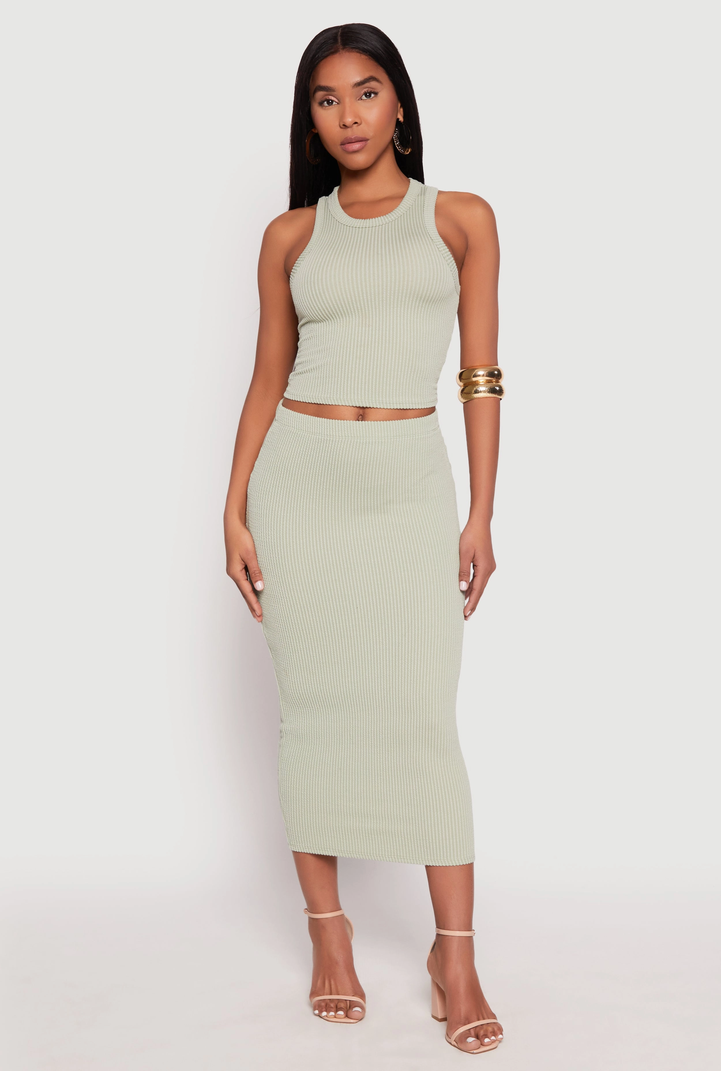 Almost Famous Ribbed Knit Midi Skirt