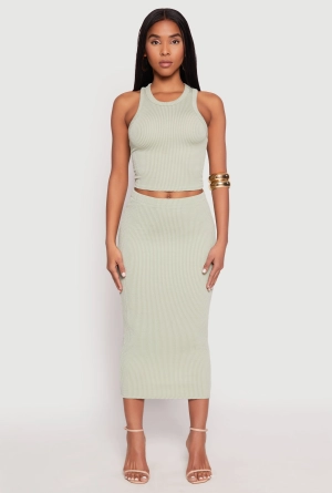 Almost Famous Ribbed Knit Midi Skirt
