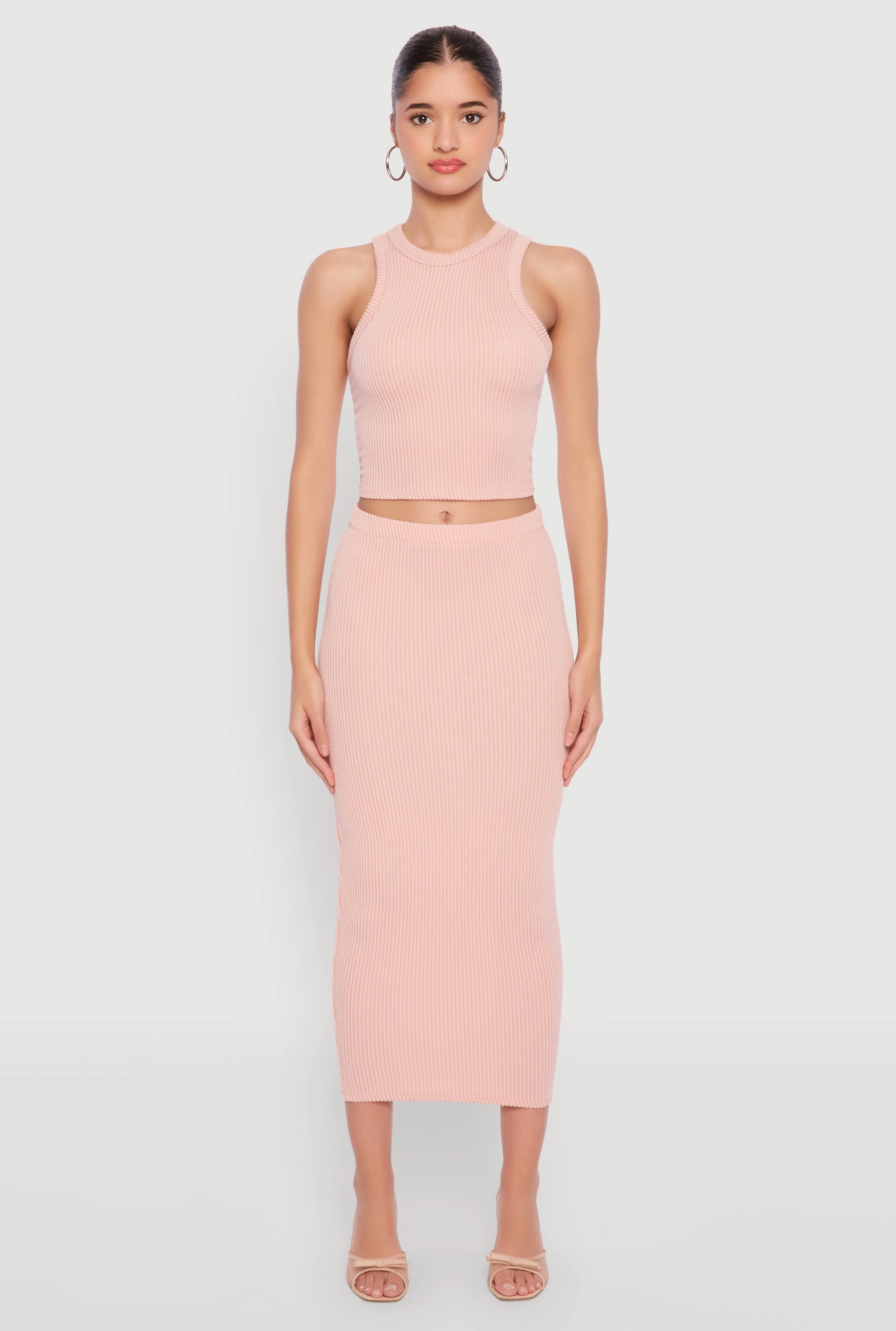 Almost Famous Ribbed Knit Midi Skirt