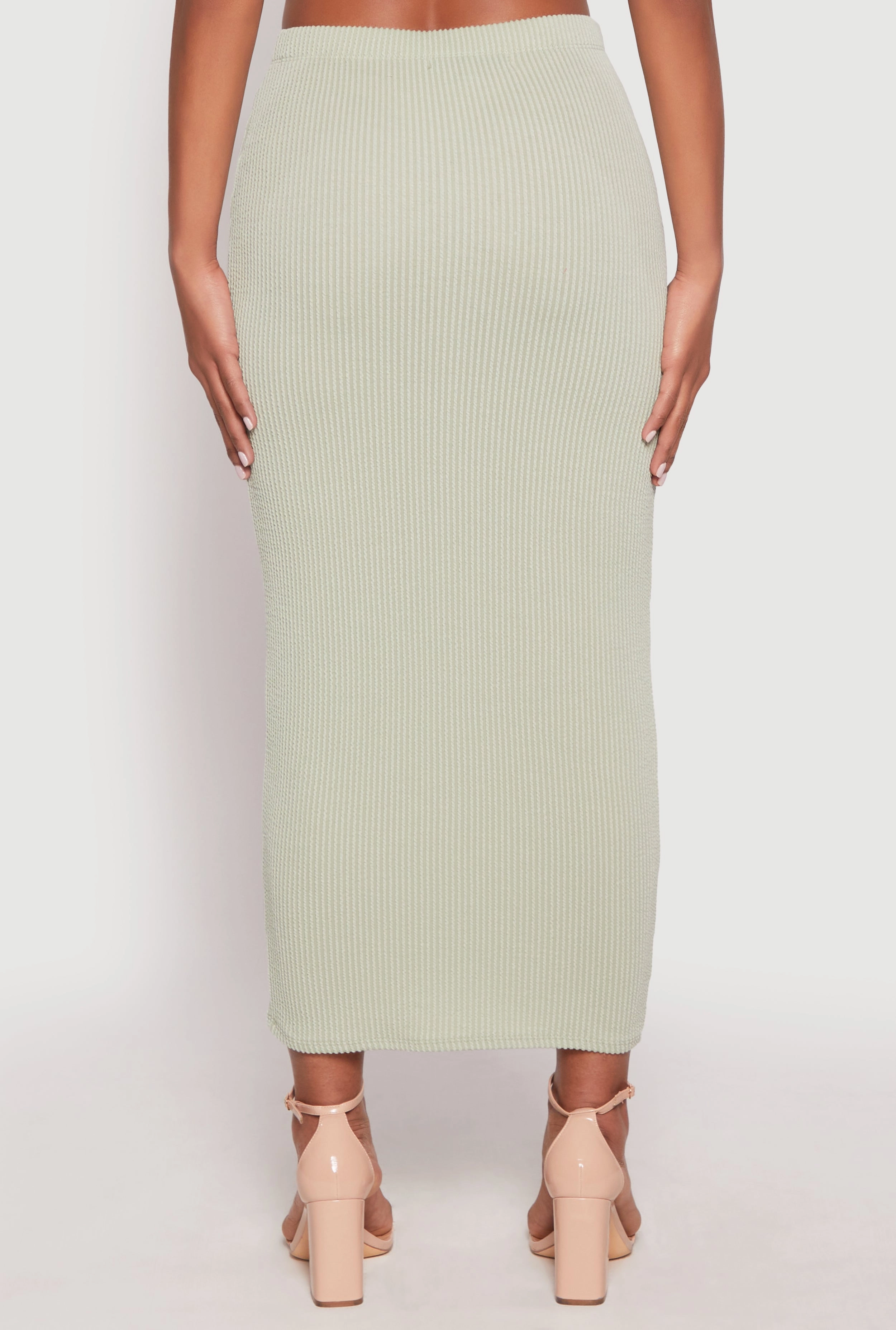 Almost Famous Ribbed Knit Midi Skirt
