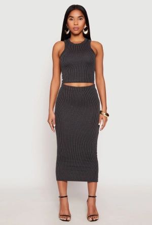 Almost Famous Ribbed Knit Midi Skirt
