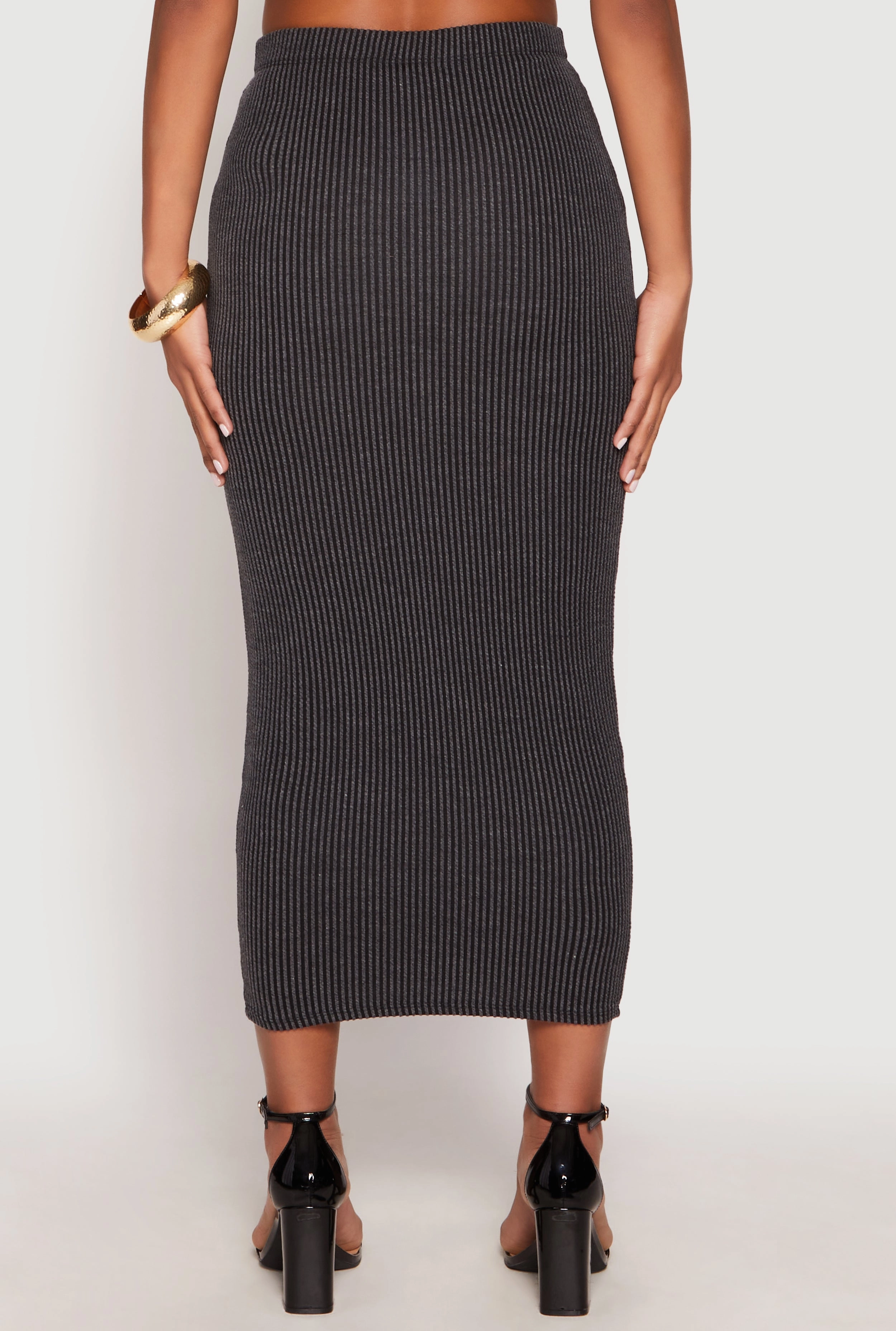 Almost Famous Ribbed Knit Midi Skirt