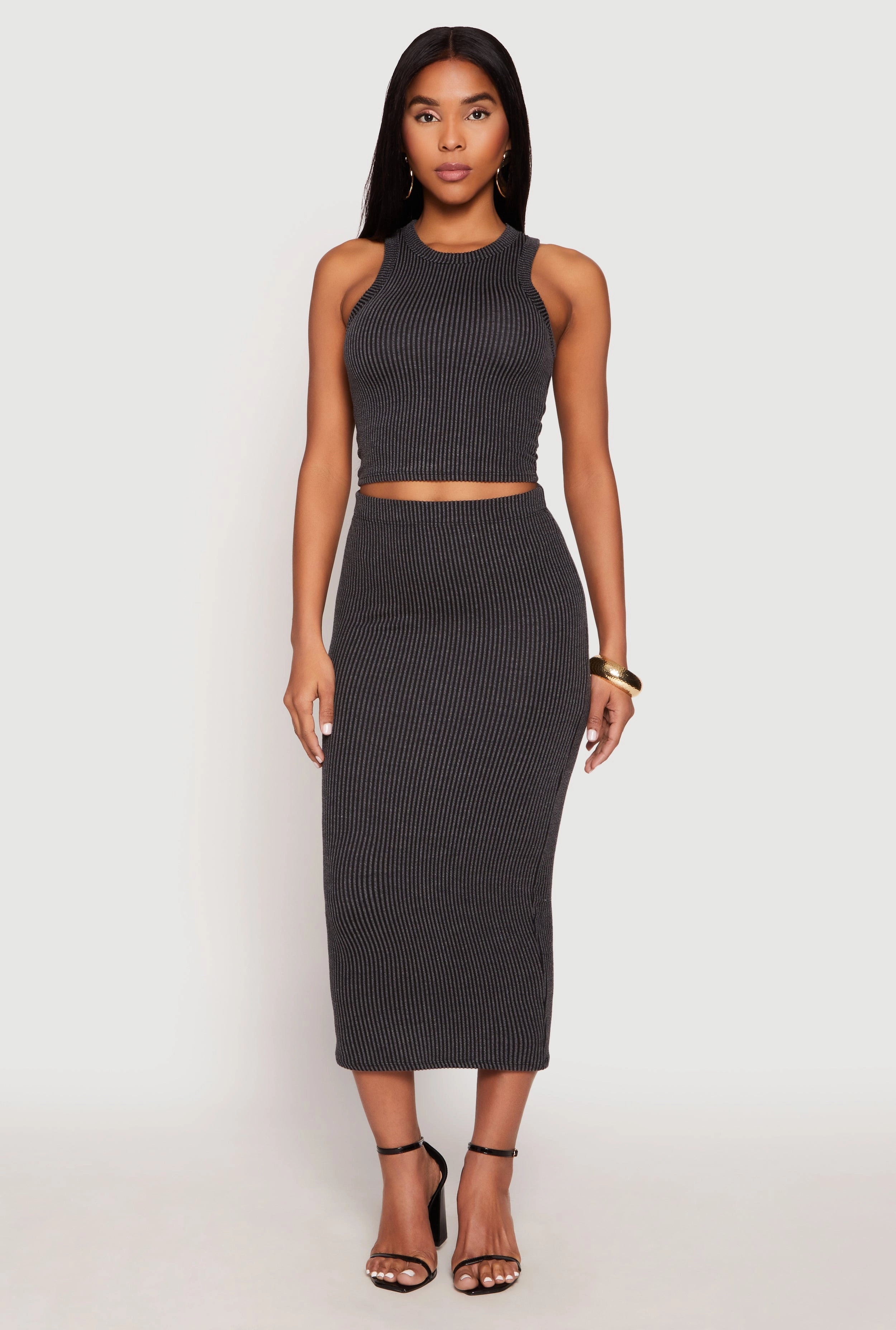 Almost Famous Ribbed Knit Midi Skirt