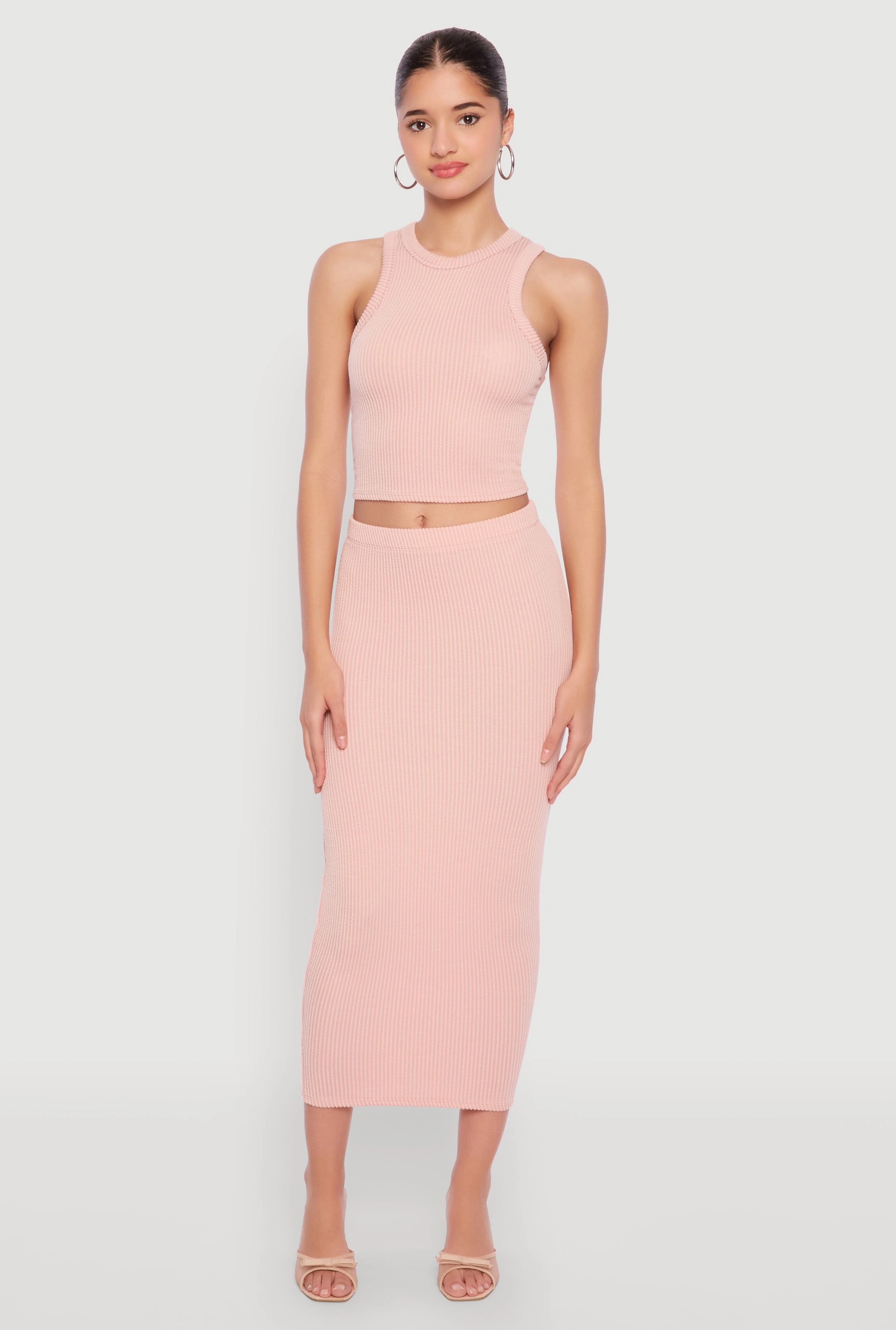 Almost Famous Ribbed Knit Midi Skirt
