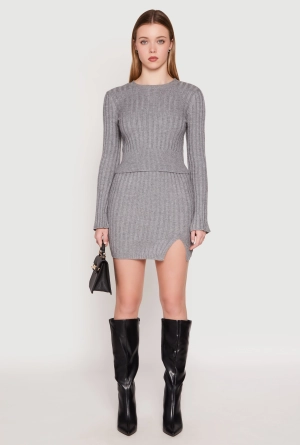 Almost Famous Ribbed Knit Side Slit Skirt