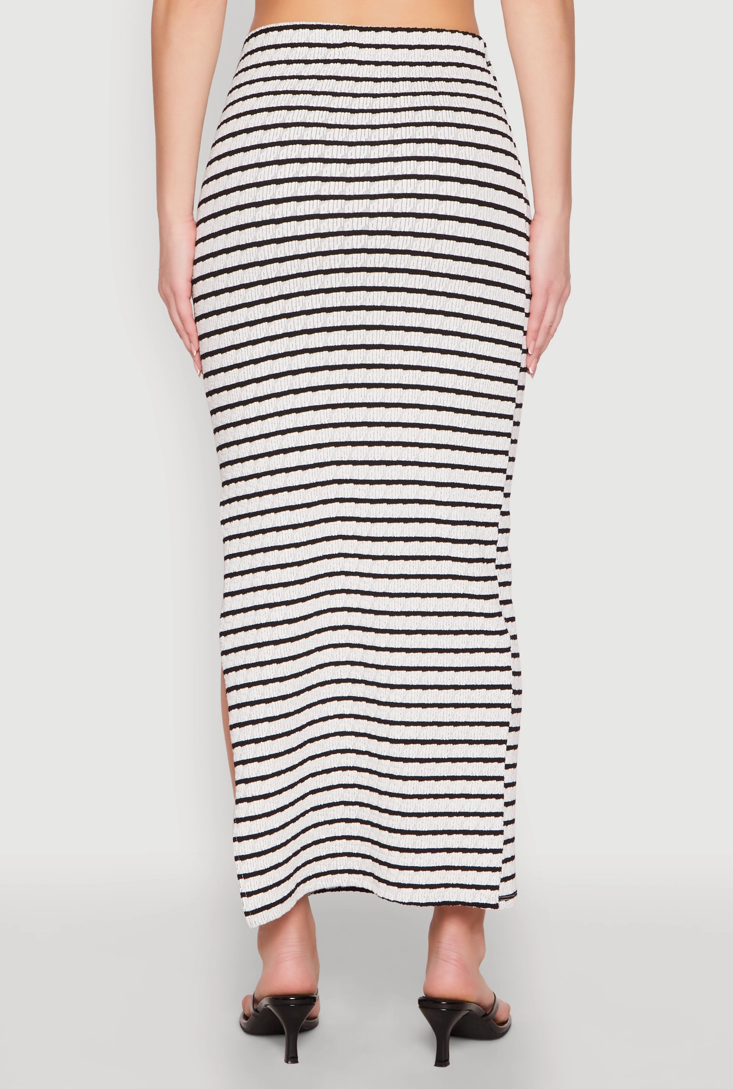 Almost Famous Striped Side Slit Skirt