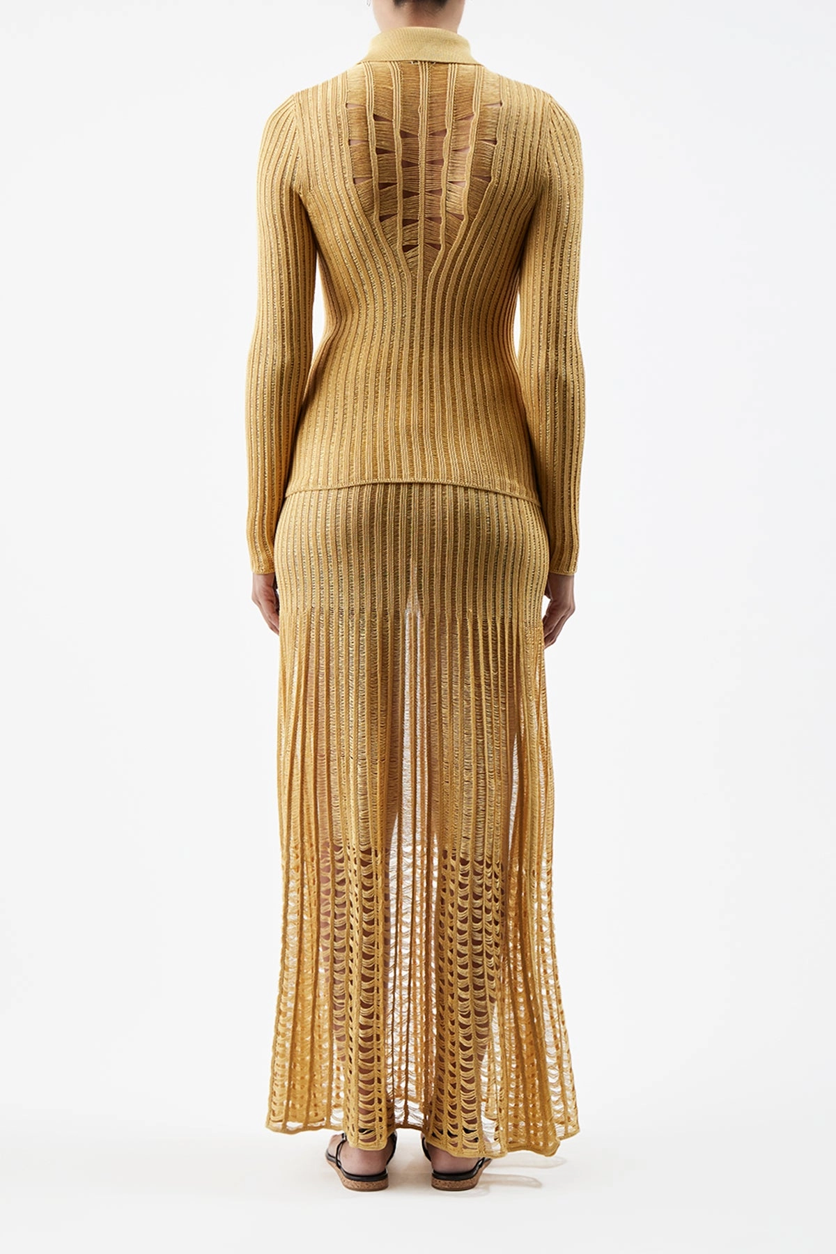 Althea Knit Maxi Skirt in Gold Shappe Silk