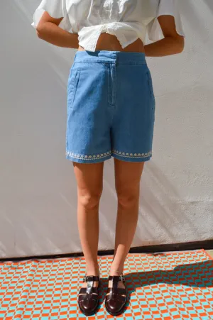 Atelier Rêve Tawny Denim Embroidered Shorts