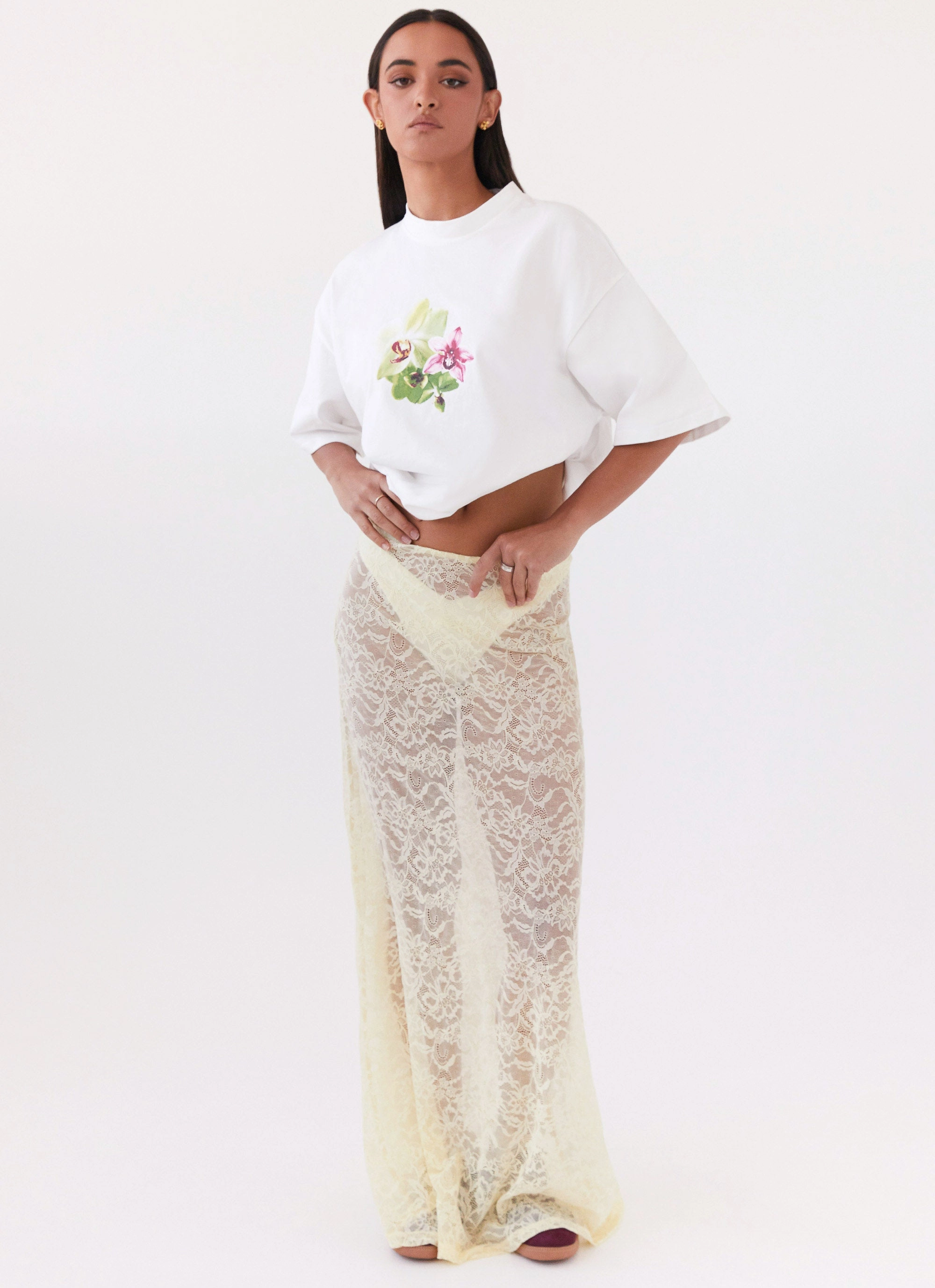 Atoir Lace Maxi Skirt - Yellow