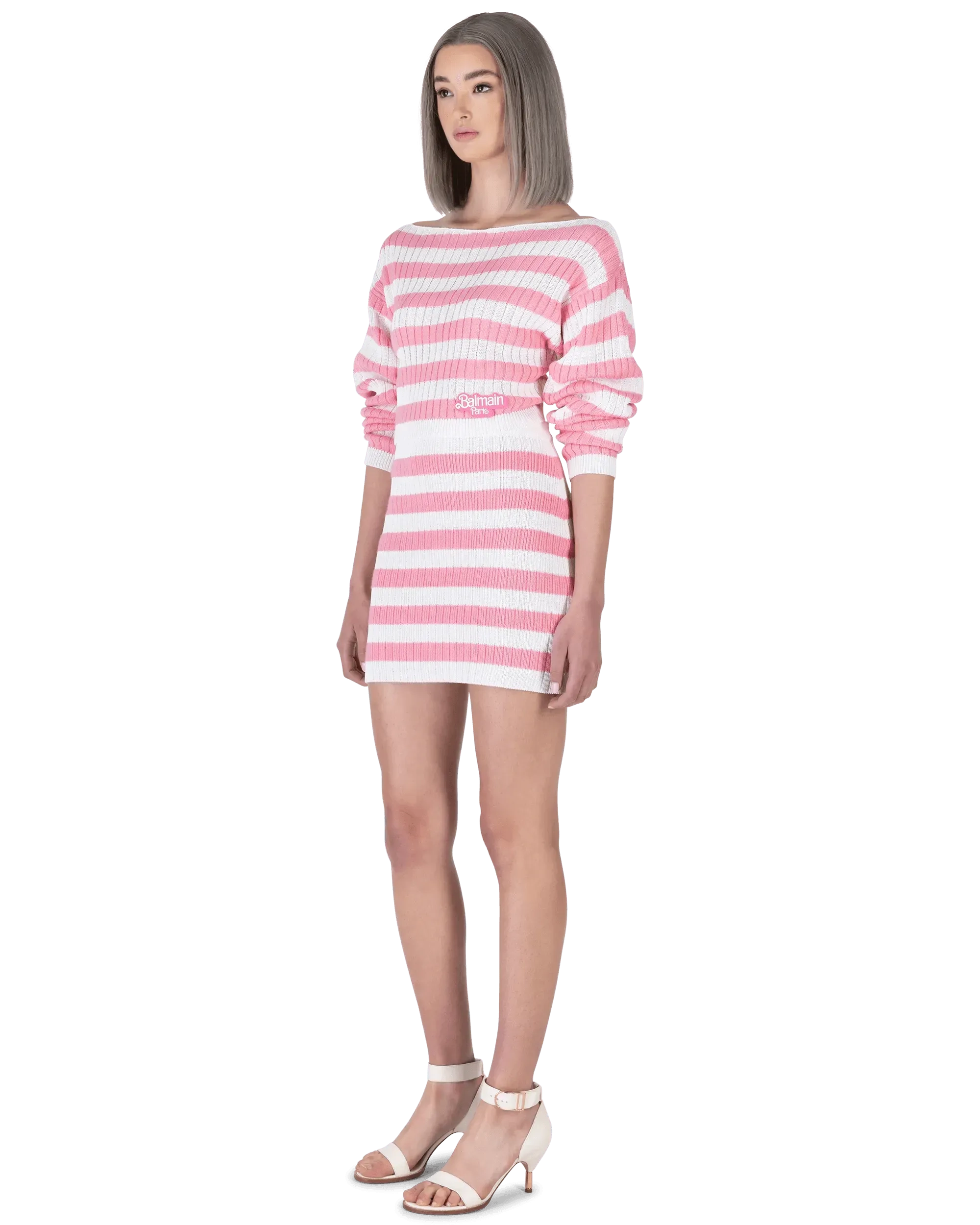 Balmain X Barbie Striped Knit Mini Skirt