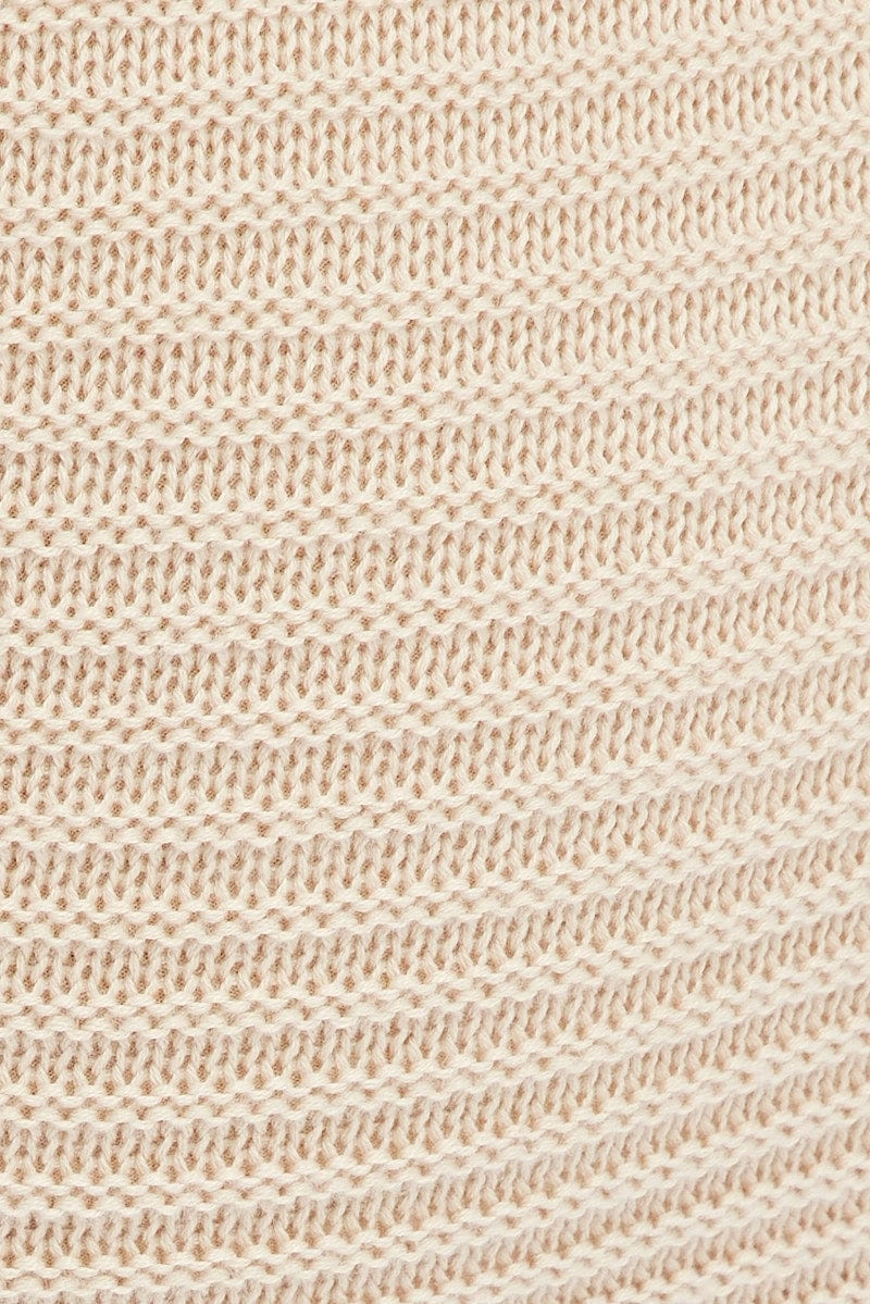 Beige Knit Skirt Midi Crochet