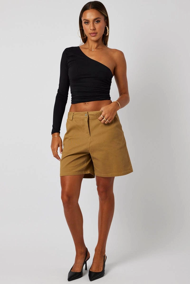 Beige Longline Short