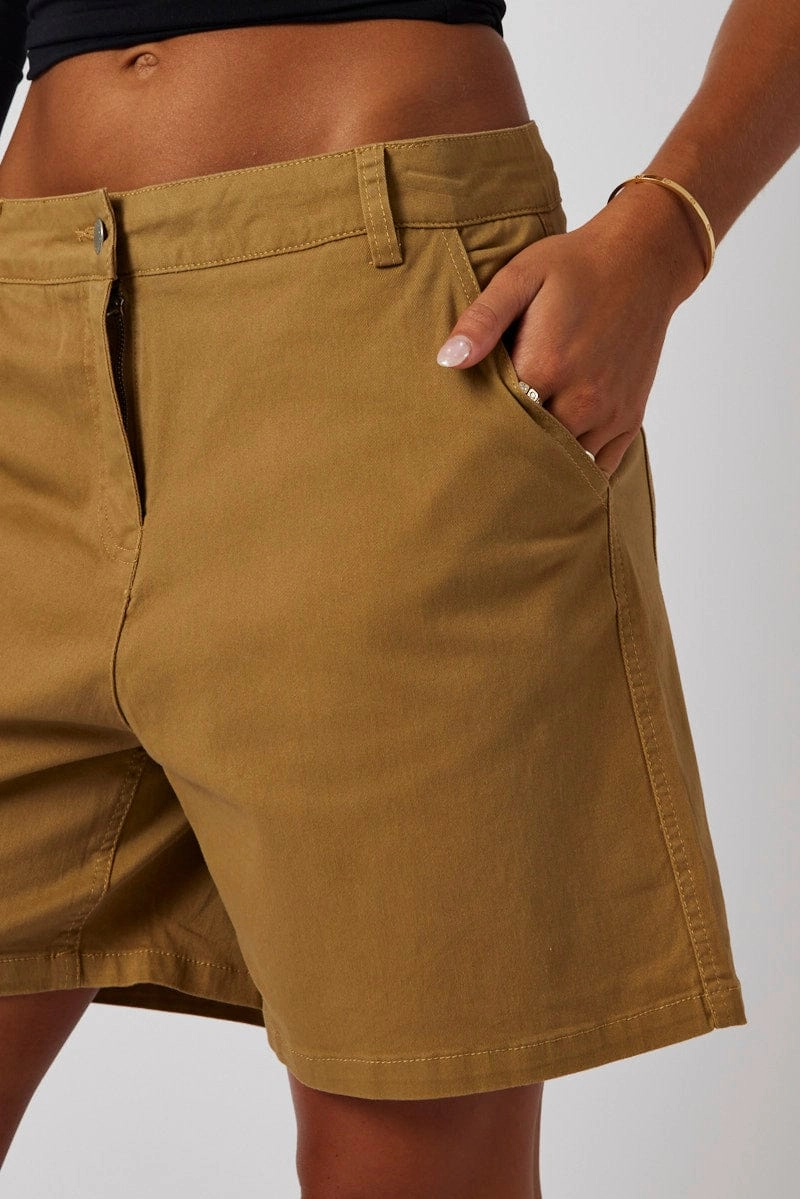 Beige Longline Short