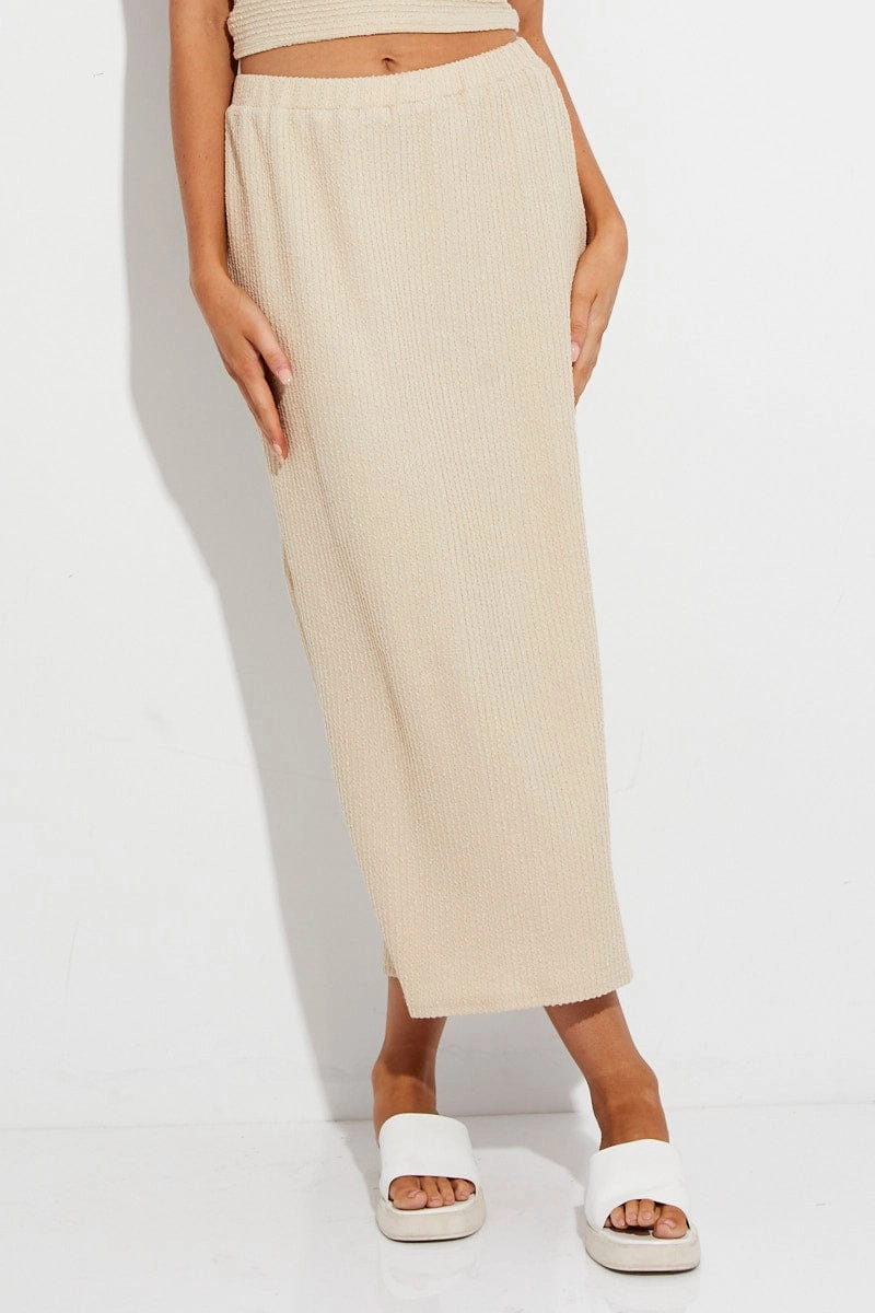 Beige Midi Skirt Bodycon