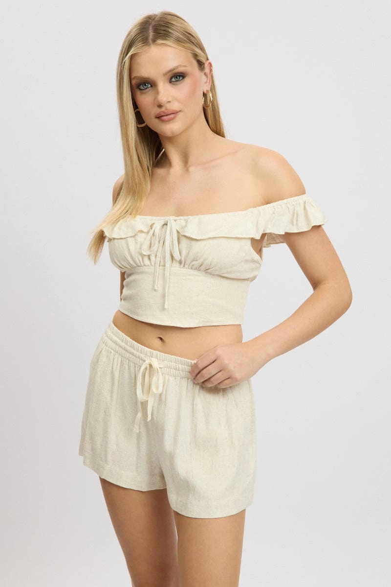 Beige Shorts Elasticated Waist