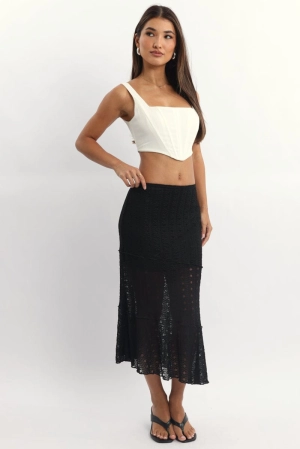 Black Lace Midi Skirt