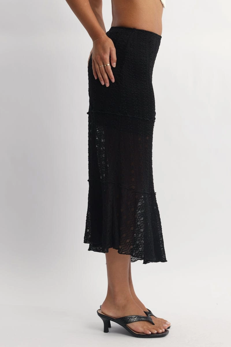 Black Lace Midi Skirt