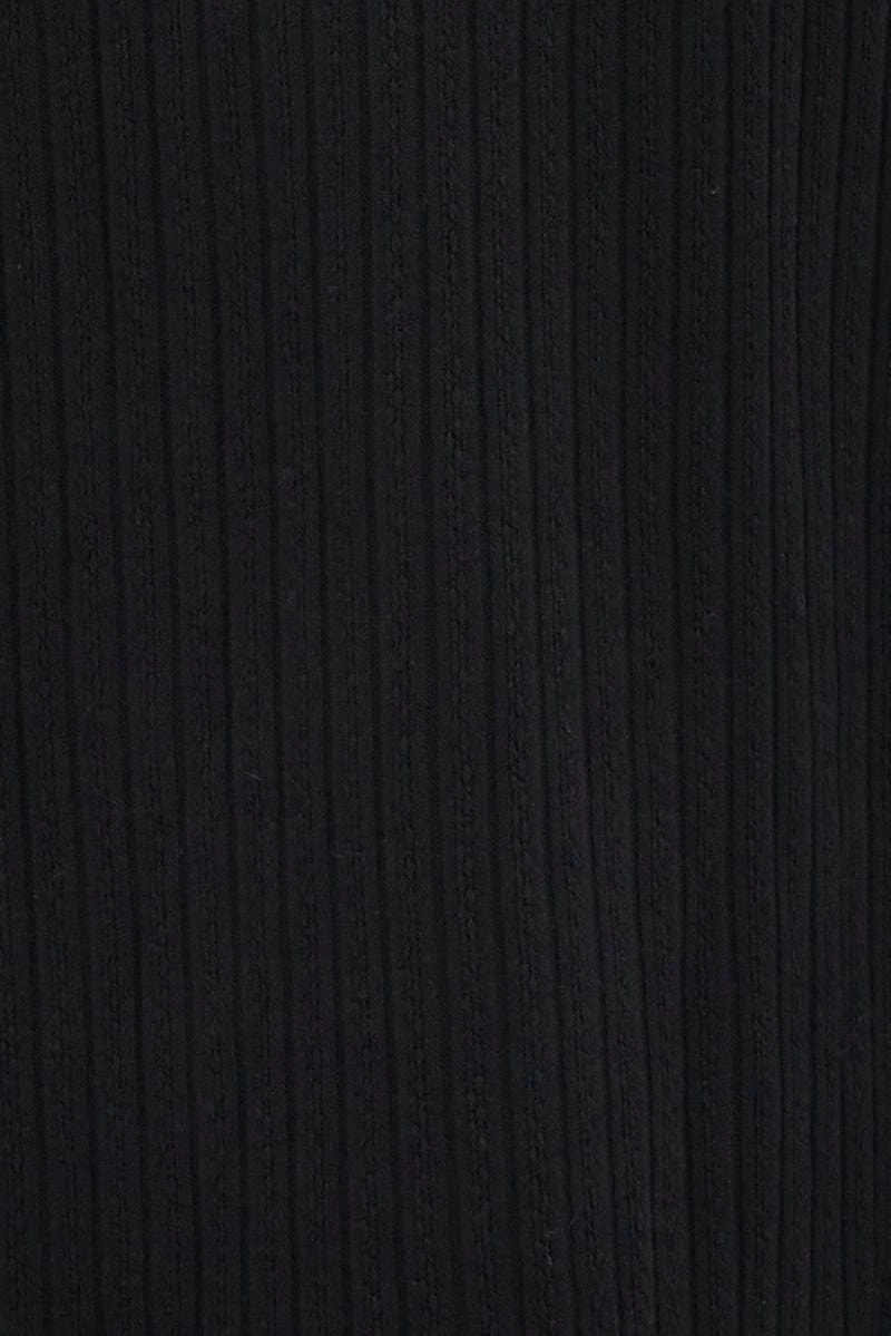 Black Maxi Skirt Mid Rise A-line Rib Jersey