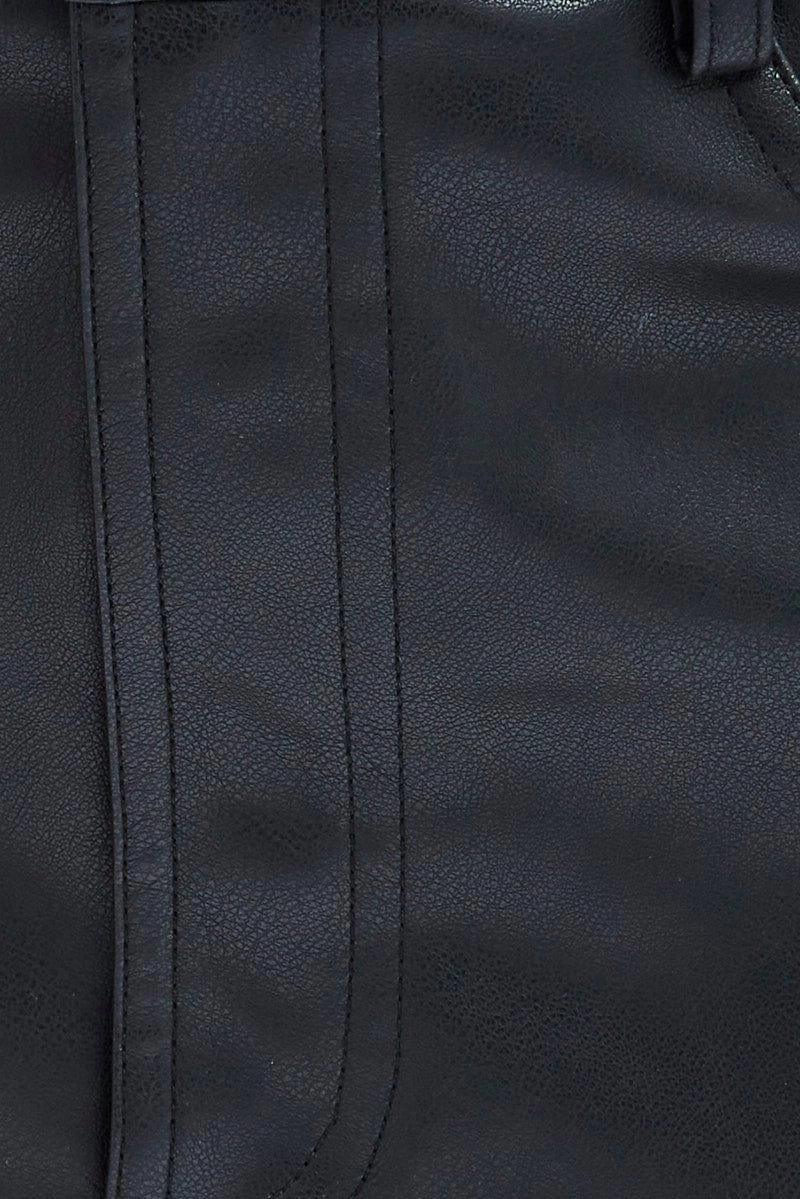 Black Maxi Skirt Slit PU