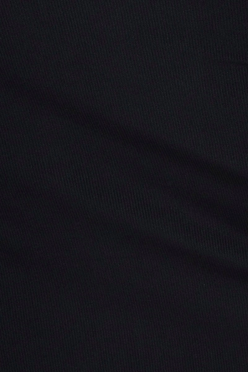 Black Midi Skirt Rig Detailed Ribbed Jersey