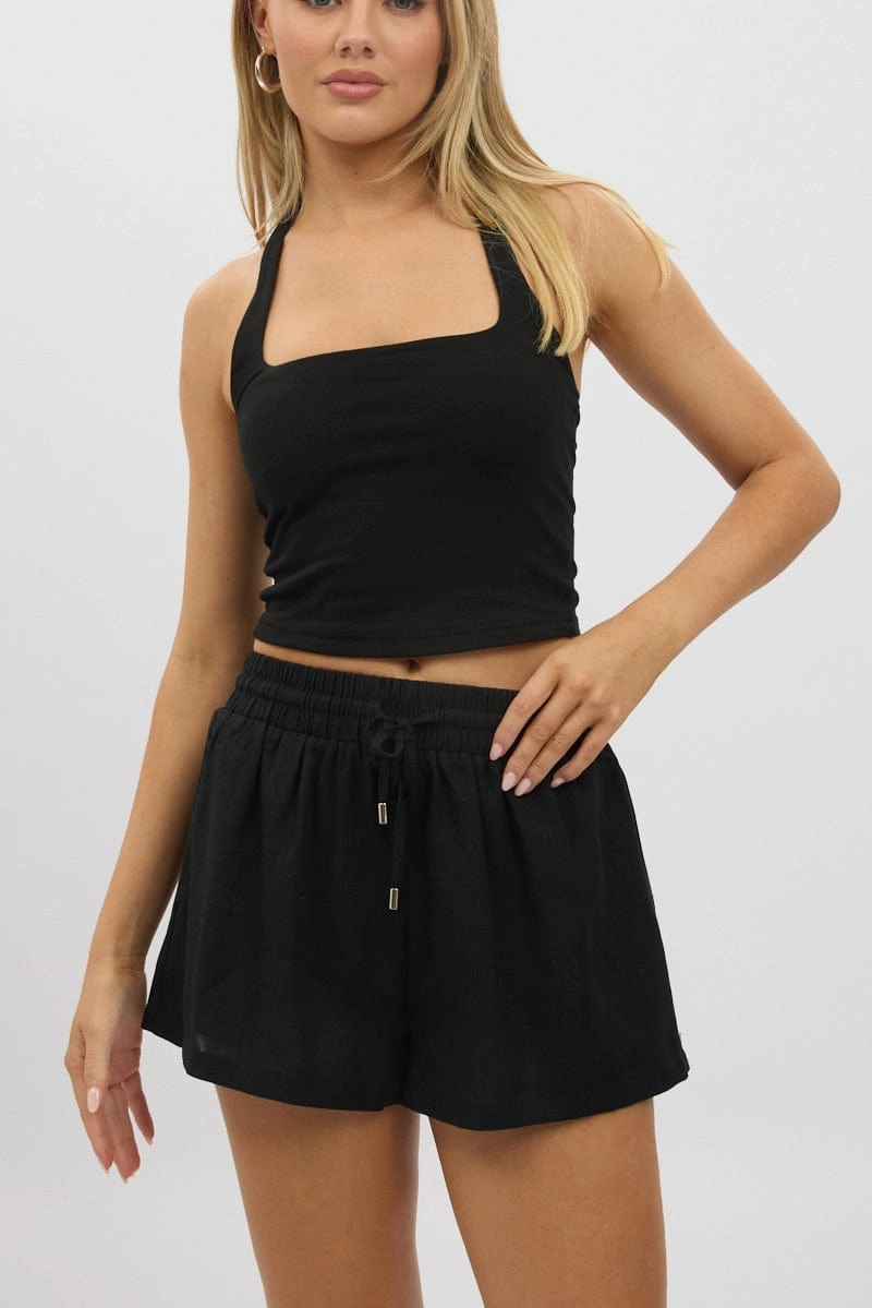 Black Shorts Elasticated Waist