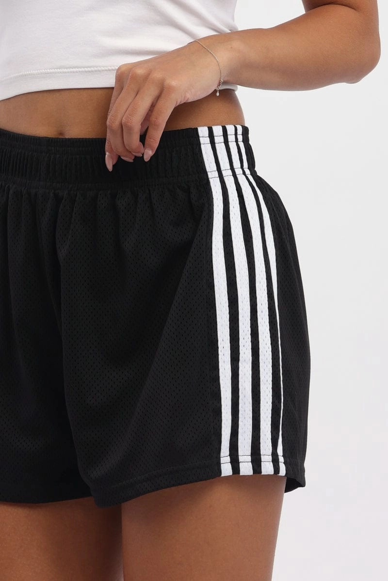 Black Track Shorts Side Stripe