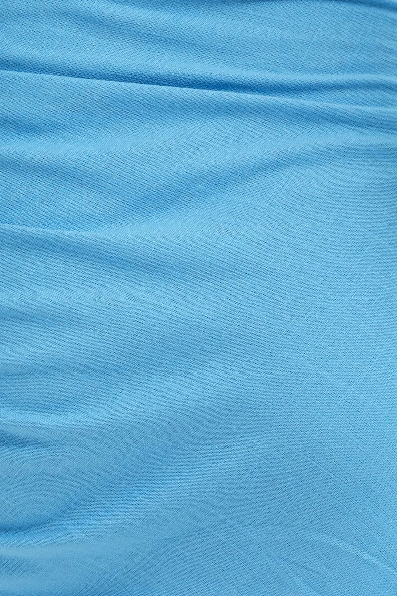 Blue Body Con Drawstring Hem Dress