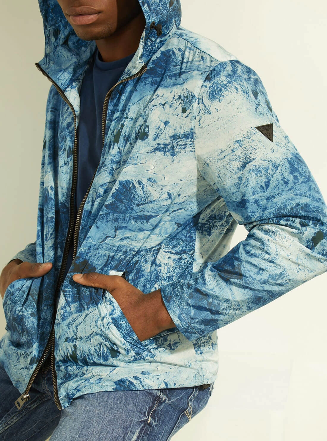 Blue Cali Mountain Print Woven Jacket