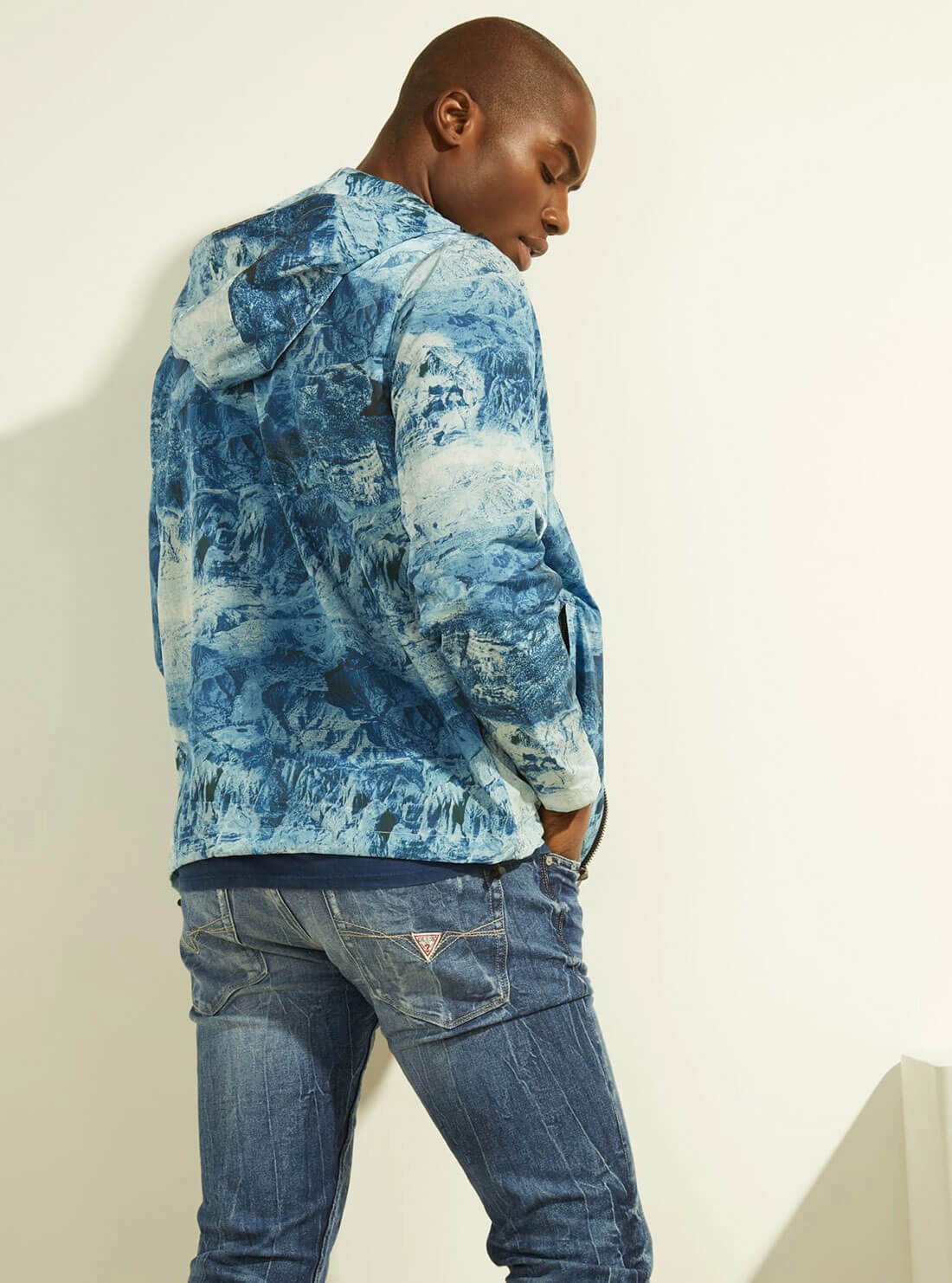 Blue Cali Mountain Print Woven Jacket