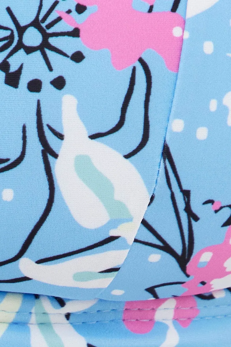 Blue Floral Bikini Two Piece