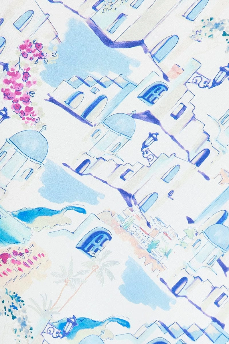 Blue Print Maxi Bias Skirt
