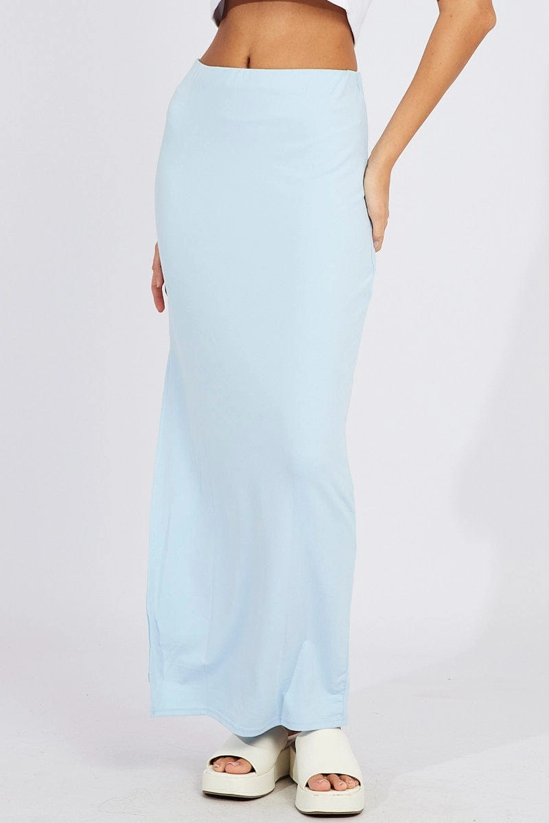 Blue Supersoft Maxi Skirt Side Split