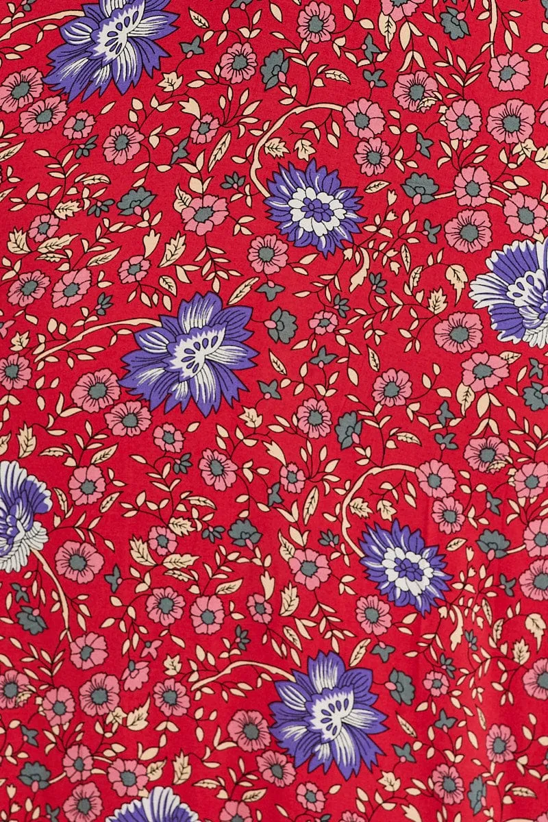 Boho Print V-Neck Short Sleeve Maxi Dress