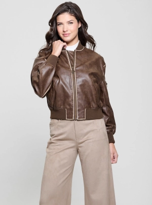 Brown Angelique Vintage Bomber Jacket