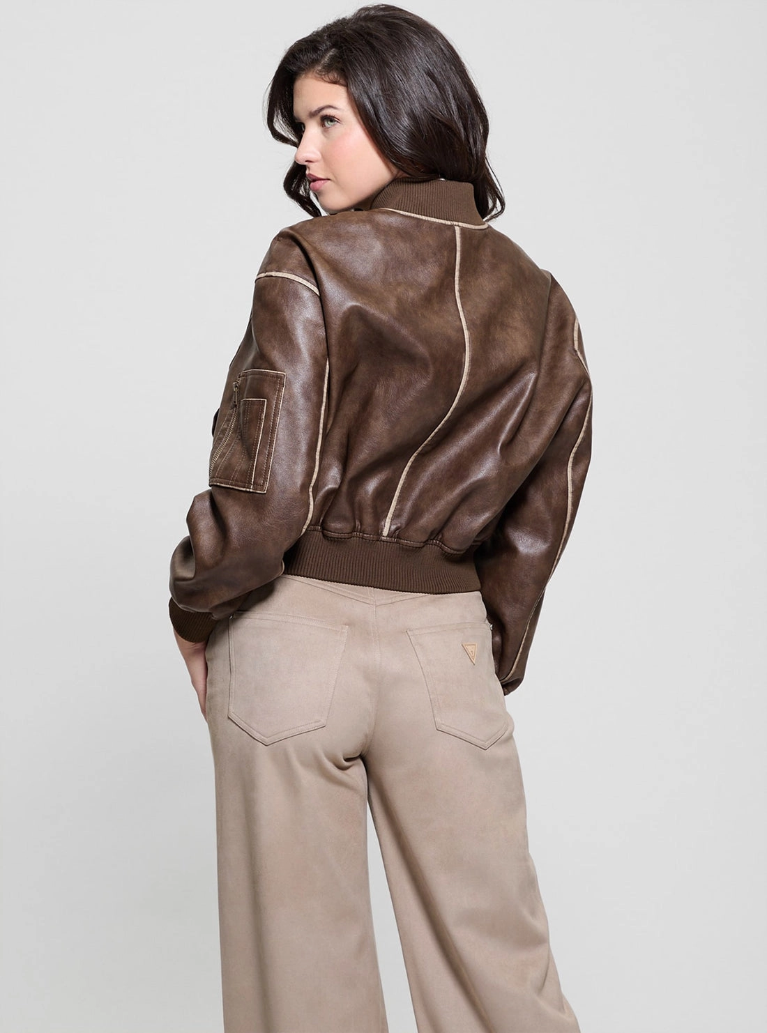 Brown Angelique Vintage Bomber Jacket