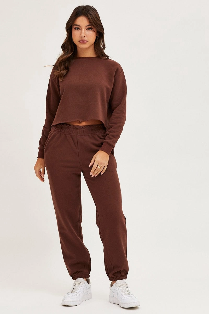 Brown Crop Sweat