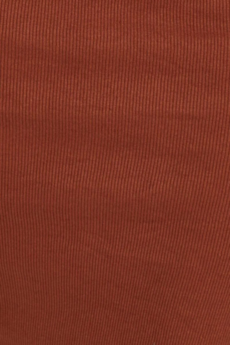 Brown Maxi Skirt Mid Rise Rib Jersey