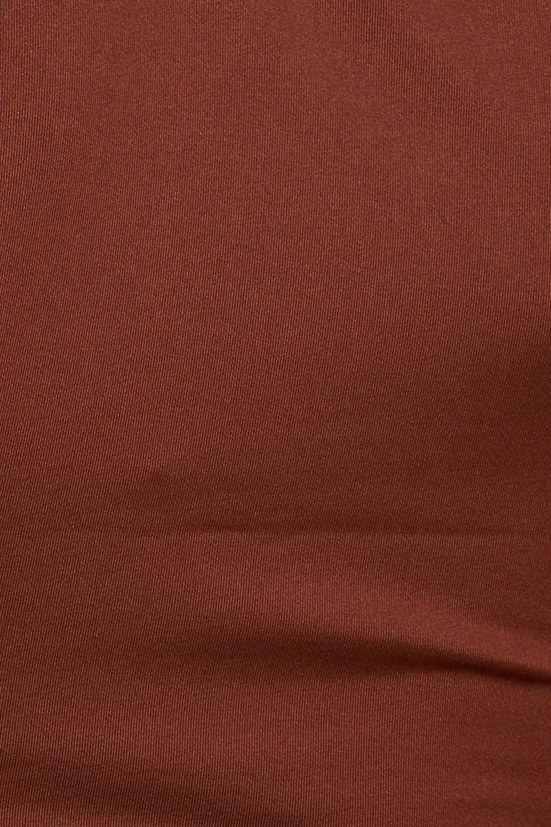Brown Tank Top Sleeveless Crew Neck