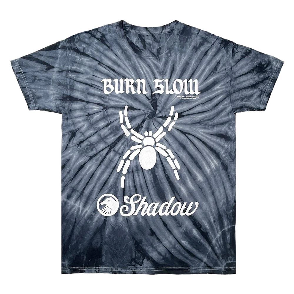 Burn Slow x Shadow Riding Gear Spider Logo T-shirt - Black Tie-Dye