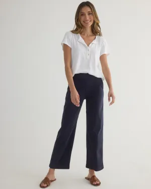 Catalina Clean Front Wide Leg Crop - Italian Navy