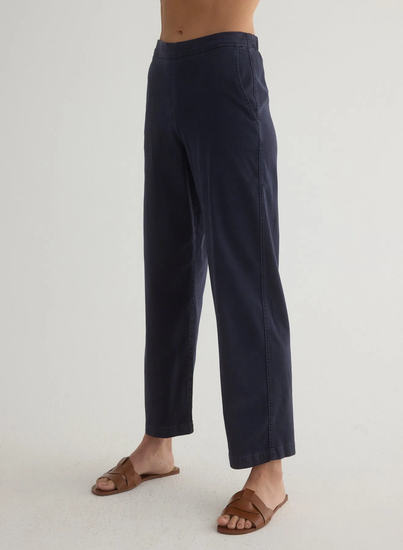 Catalina Clean Front Wide Leg Crop - Italian Navy