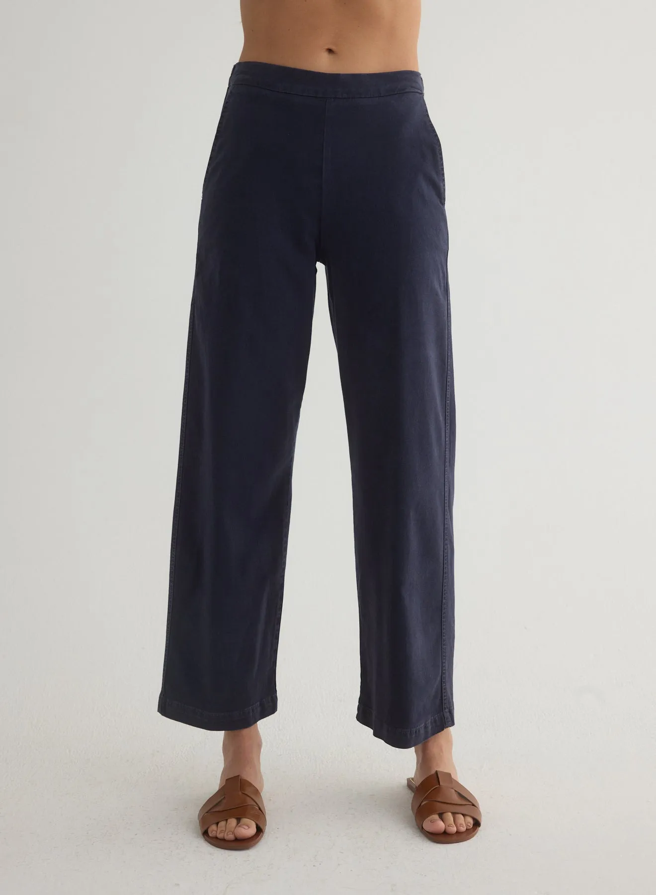 Catalina Clean Front Wide Leg Crop - Italian Navy