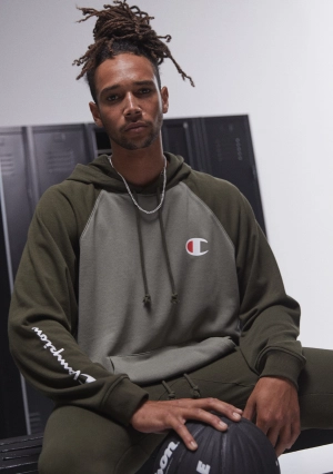 Champion Mens Lightweight Terry Colour Block Hoodie
