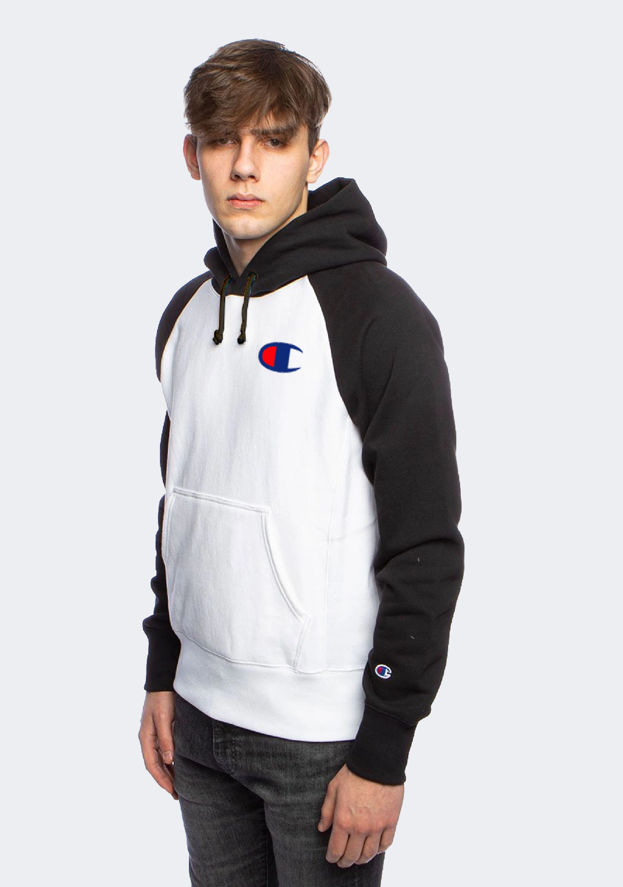 Champion Mens Lightweight Terry Colour Block Hoodie